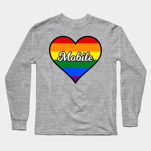 Mobile Alabama Gay Pride Heart Long Sleeve T-Shirt by fearcity